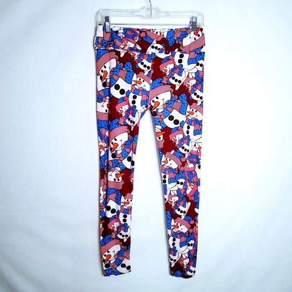LuLaRoe TC Tall & Curvy Women’s Plus Leggings Red Snowman Christmas - Picture 2 of 16